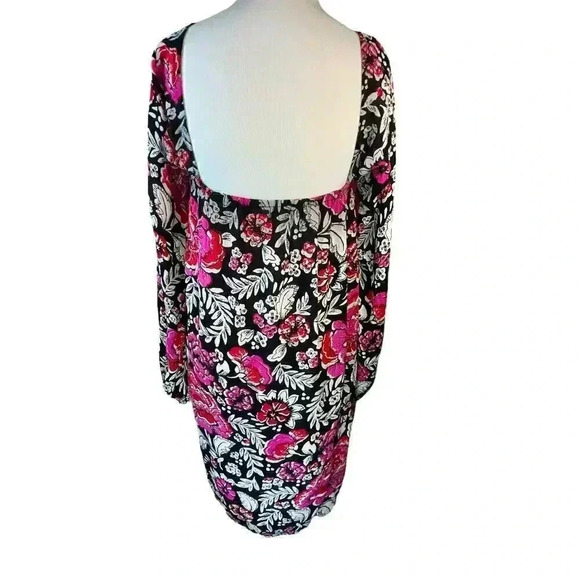 Billabong Spring Warrior Black Floral‎ Print Long Sleeve Shift Dress Medium - Picture 3 of 6